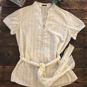 J Crew dotted Swiss yellow /white lightweight top